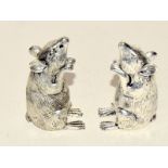 pair of Continental silver 800 mice condiments