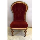 Victorian show wood button backed nursing chair. 91 x 50 x 52cm