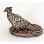 Silver figure of a pheasant, hallmarked