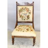 Edwardian tapestry fireside parlour chair. 100 x 60 x 60cm