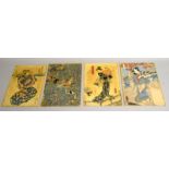 Four Japanese woodblock prints