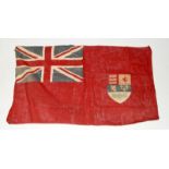 A British made printed cotton Canadian Red Ensign in use between 1957 until 1965. 61cms x 36cms