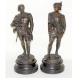 Pair of bronzed figures Ivanhoe & Quentin Durward. 47cm tall