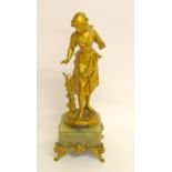 Large gilt metal figure Jeu Innocent by Par Beuchon set on an ornate marble base 47cm