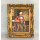A gilt framed picture of a seated gentleman at an inn. 56 x 46cm
