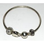 Pandora bracelet with 3 charms