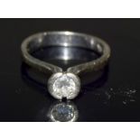 14ct white gold Solitaire Diamond ring approx 0.5ct size L/M