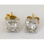 18ct gold diamond ear studs of 0.8ct total weight approx