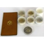 6 vintage Office's mess egg cups, RAF pigskin wallet and a Royal Military Academy Sandhurst