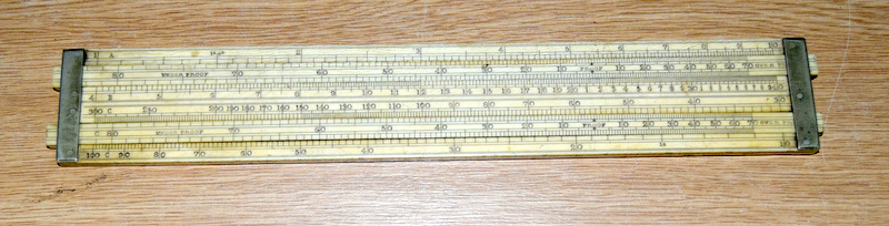 An Ivory Slide Rule Period 1870 Purpose of use: Alcohol calculation and barrel gauging. The ruler