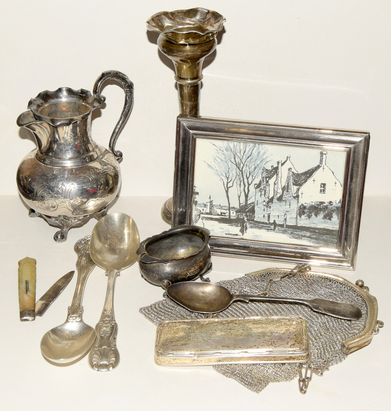 Mixed silver and silver plate items