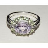9ct Gold Ladies Amethyst cluster ring size N