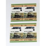 TUVALU Locomotives IMPERFORATE block of 4 (with ordinary comparison) Mint never hinged