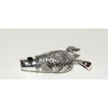 Heavy cast silver whistle in the form of a duck