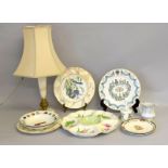 Mixed items of china to include Spode and an onyx table lamp