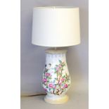 Substantial Oriental Table Lamp decorated with cherry blossoms and butterflies
