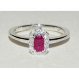 18ct white gold ruby and diamond ring of approx 45 points