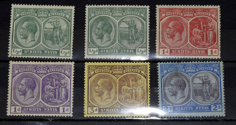 ST KITTS NEVIS Set of King George V to 2s Mint (6 stamps)