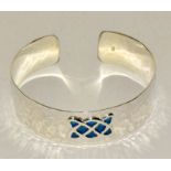 Silver and enamel set art nouveau style bangle