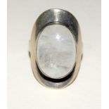 Ladies silver fashion ring set with opalite central stone size O
