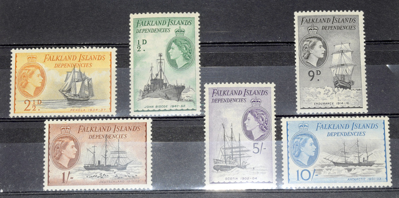 FALKLAND ISLANDS DEPENDANCIES set 10/- High Value mm Crown Mint Never Hinged