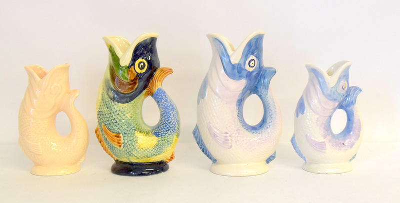 4 Dartmouth pottery gurgle jugs