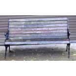 Garden Seat wood slate bench with cast iron ends