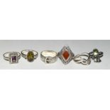 Collection of Silver fashion rings