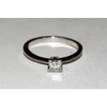 Platinum solitaire diamond ring. Hallmarked. 0.39ct. Size K