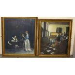 Pair of large gilt framed pictures. 90 x 80cm