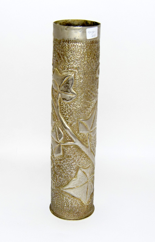 A WW1 trench art shell case vase decorated with foliage and the Moroccan towns of Fes' Rabat & - Image 5 of 6