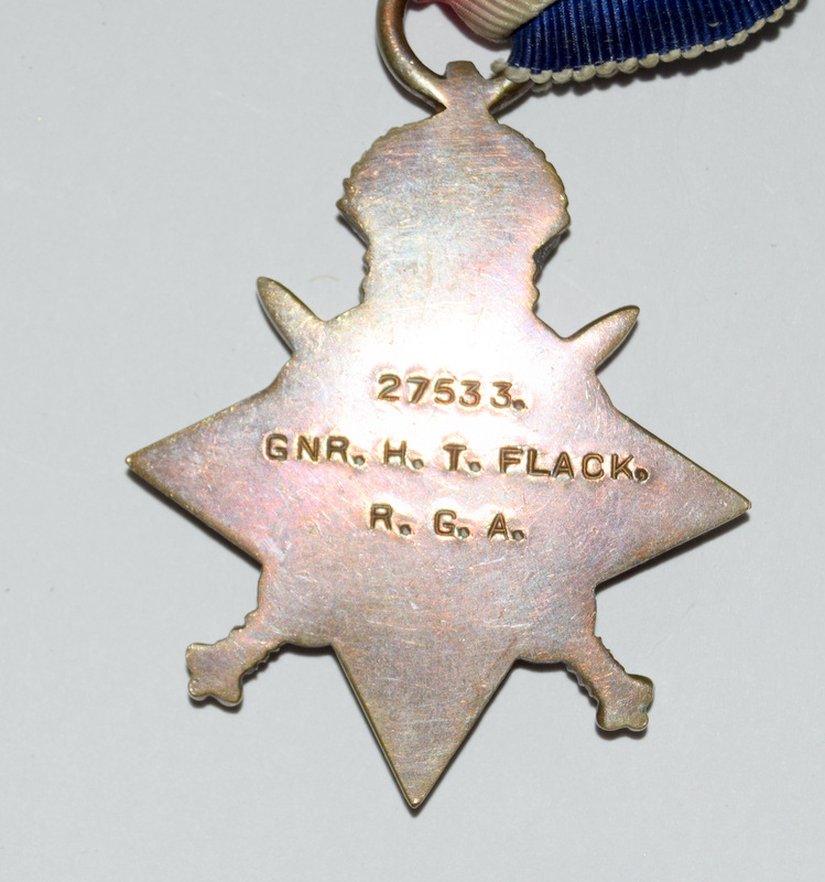 A WW1 medal trio named to 27533 Gunner HT Flack of the Royal Garrison Artillery - Image 4 of 4