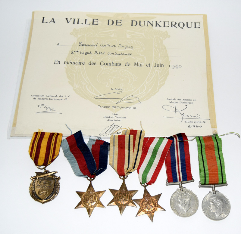 A WW2 medal group of six including the Dunkirk Medal with certificate and a personal photograph - Image 3 of 8