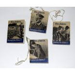 Four original Third Reich Nazi Christmas decorations miniature books about Adolf Hitler numbered 1 2