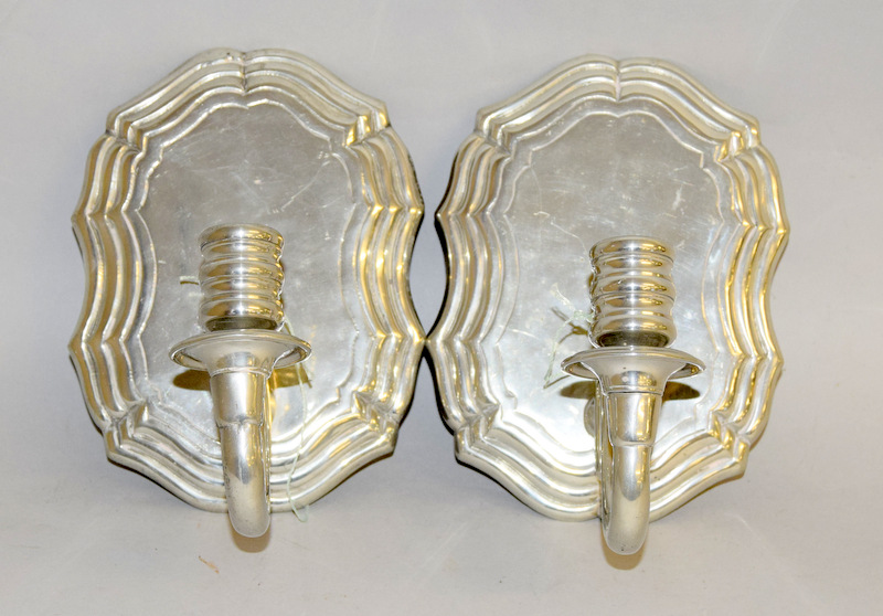 Two wall bracket candle light fittings ( possibly American silver)