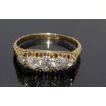 Yellow metal 5 stone diamond ring of approx 1.25ct. Size Q