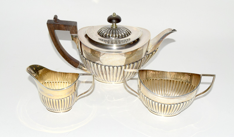 3 piece small silver tea set