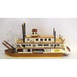 Model Steamer Ship. Mississippi. Scratch Built. 45 x 90cm