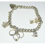Silver charm bracelet together with 4 charms 30g