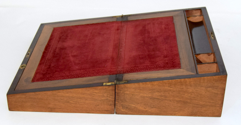 Walnut writing slope with one inkwell - Image 4 of 7