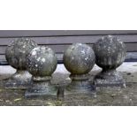 4 Stone garden Cannon Ball Shaped ornaments