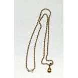 9ct gold rope necklace with an amber pendant 5g