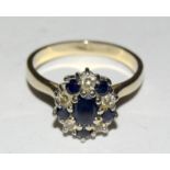 18ct gold Diamond and sapphire cluster ring size N