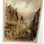 Pair of watercolours by Charles Rousse (1871-92). Street Scenes of Chester.