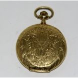 18ct gold full hunter pocket watch porcelain face total gold weight 28g