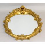 Ornate gilt framed oval mirror. 65 x 50cm