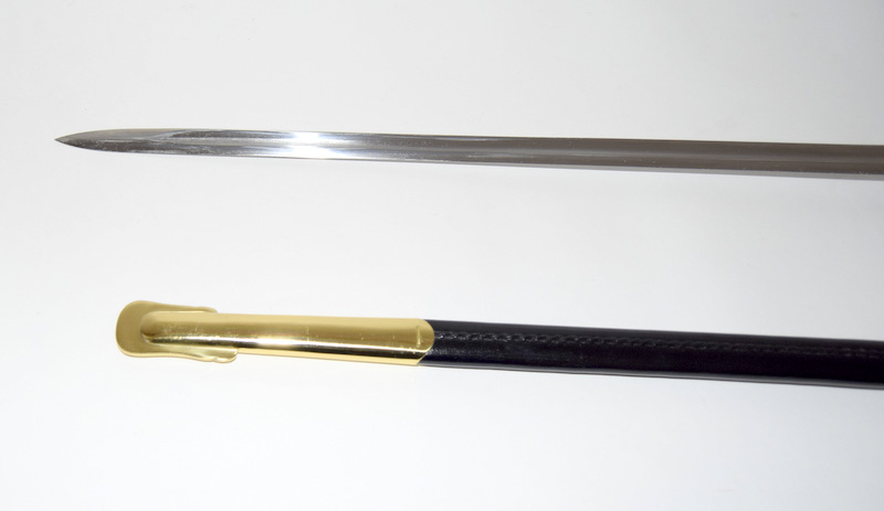 A single edged sword with gilt hilt and knuckle guard in its scabbard with brass mounts. Blade - Image 3 of 5