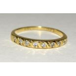 18ct gold ladies diamond half eternity ring size N