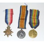 A WW1 medal trio named to 27533 Gunner HT Flack of the Royal Garrison Artillery