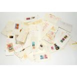 Box of many 100's metered postage labels with stamps mostly TSB